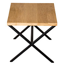 Solid Oak Top Black Frame X Side Table